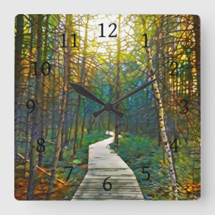Path in Forest Design 263 Square Wall Clock