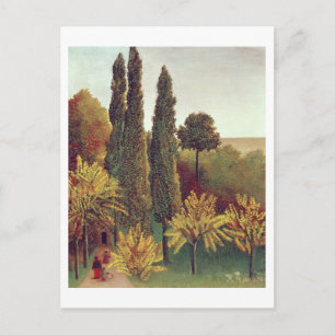 Path in the Buttes Chaumont Park, Paris, 1908 (oil Postcard