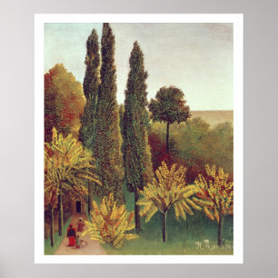 Path in the Buttes Chaumont Park, Paris, 1908 (oil Poster