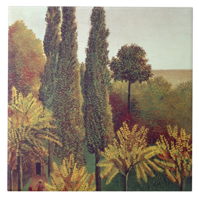 Path in the Buttes Chaumont Park, Paris, 1908 (oil Tile (Front)