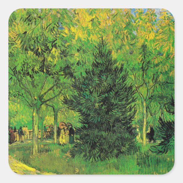Path in the Park of Arles with Walkers - Van Gogh Square Sticker (Front)