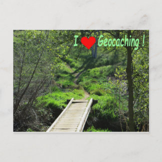 Path in the Woods for Geocaching Postcard