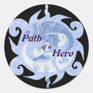 “Path of a Hero” Emblem (with title) Classic Round Sticker