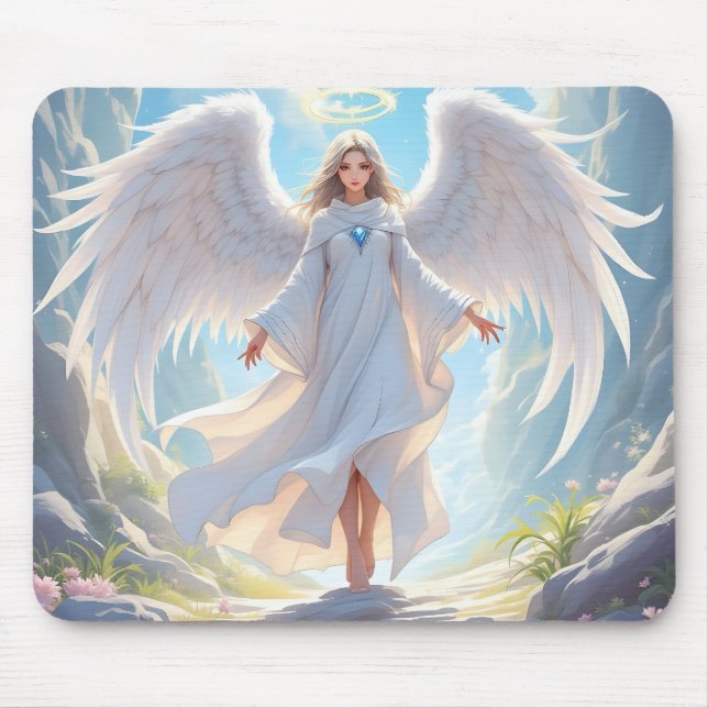 Path of Grace: Angel of Peaceful Ascent Mouse Pad (Front)