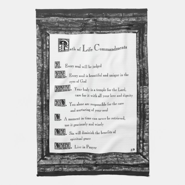 Path of Life Commandments Tea Towel (Vertical)