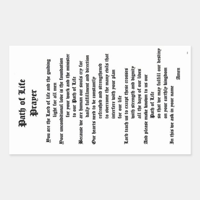 Path of Life Prayer Rectangular Sticker (Front)