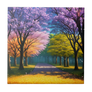 **"Path of Purple: Jacaranda Walkway"** Ceramic Tile