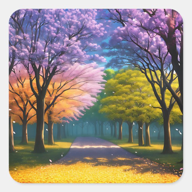 **"Path of Purple: Jacaranda Walkway"** Square Sticker (Front)