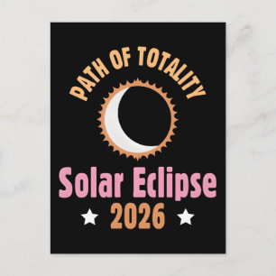 Path of totality solar eclipse 2026 postcard
