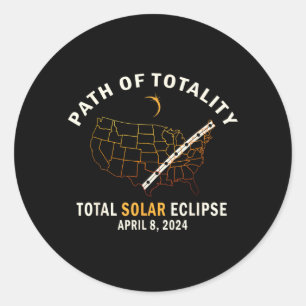 Path of Totality Total Solar Eclipse 2024 Souvenir Classic Round Sticker