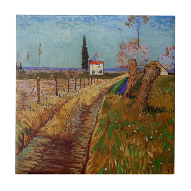 Path Through a Field, Willows by Vincent van Gogh Ceramic Tile (Front)