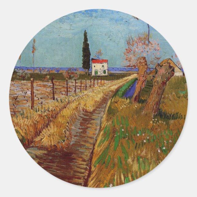Path Through a Field, Willows by Vincent van Gogh Classic Round Sticker (Front)