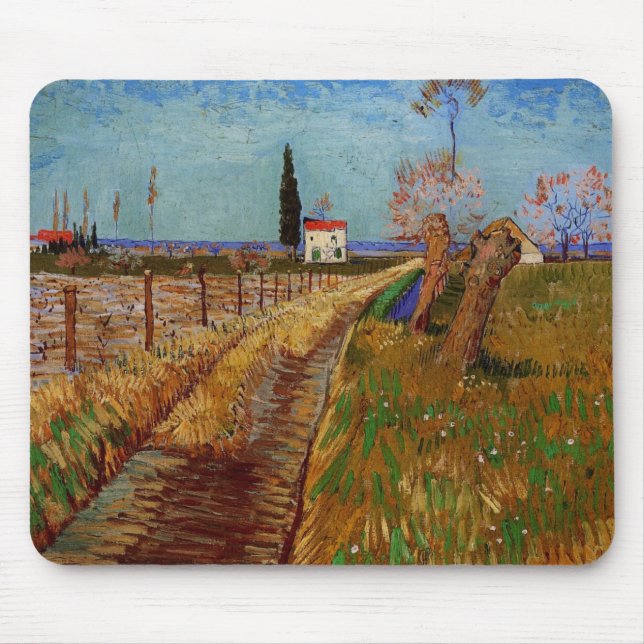 Path Through a Field, Willows by Vincent van Gogh Mouse Pad (Front)