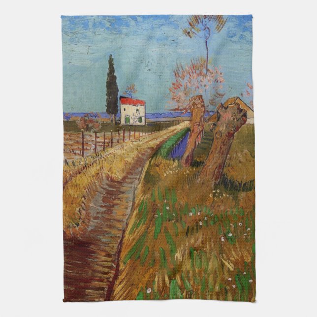 Path Through a Field, Willows by Vincent van Gogh Tea Towel (Vertical)
