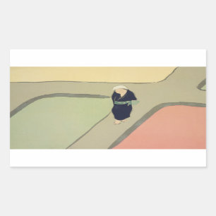 Path through fields Kamisaka Sekka japan painting Rectangular Sticker