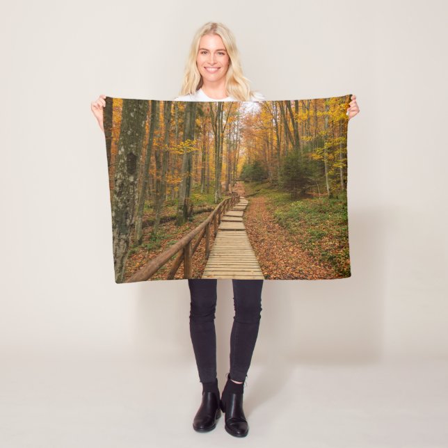 Path through the autumn forest. fleece blanket (In Situ)
