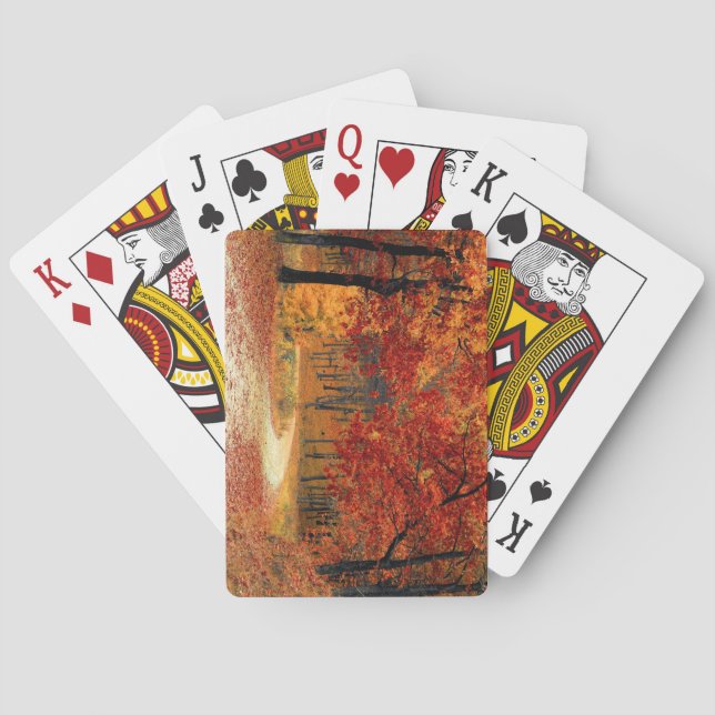Path Through the Trees in Autumn Playing Cards (Back)
