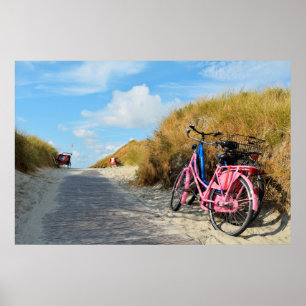 Path To Beach With Bicycles   Norderney, Germany Poster