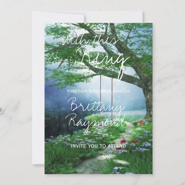 PATH TO FOREVER WOODLAND STREAM WEDDING INVITATION (Front)