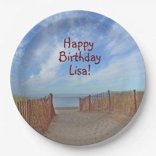 Path To The Beach Birthday Paper Plate