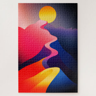 Path to the Sun – Vibrant Abstract Mountain Jigsaw Puzzle