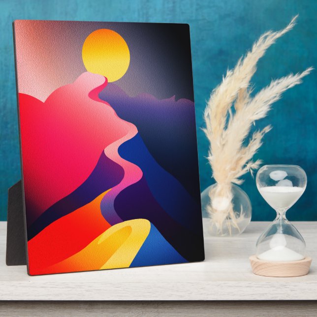 Path to the Sun – Vibrant Abstract Mountain Plaque (Side)