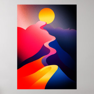 Path to the Sun – Vibrant Abstract Mountain Poster