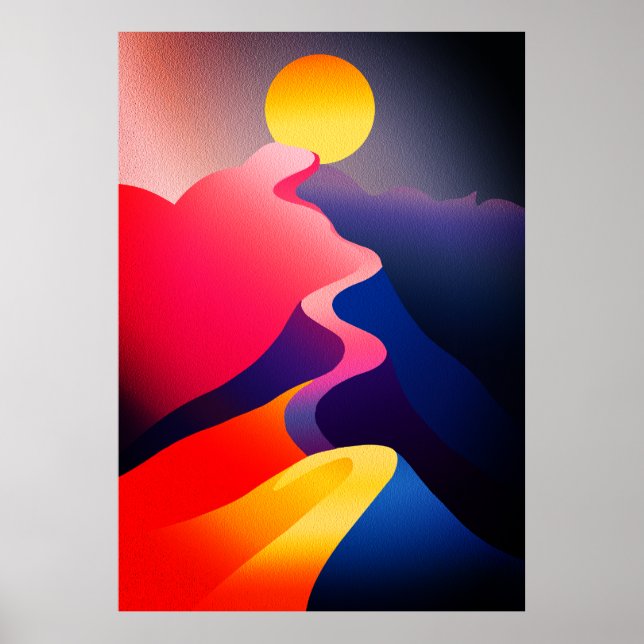 Path to the Sun – Vibrant Abstract Mountain Poster (Front)