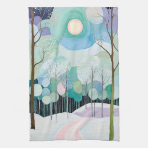 Path Under the Pastel Moon Tea Towel
