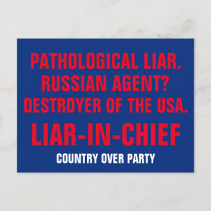 Pathological Liar Russian Agent Liar-In-Chief Postcard