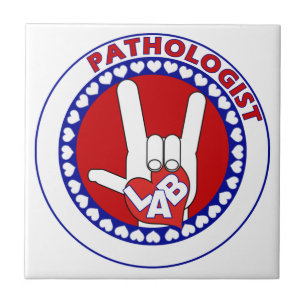 PATHOLOGIST LOGO ROUND ASL I LOVE LAB CERAMIC TILE