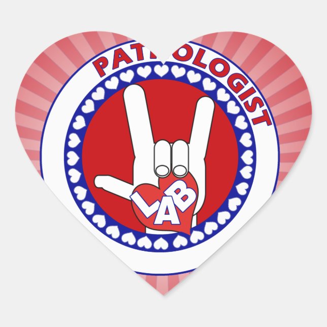 PATHOLOGIST LOGO ROUND ASL I LOVE LAB HEART STICKER (Front)
