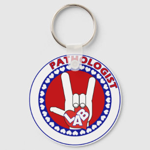 PATHOLOGIST LOGO ROUND ASL I LOVE LAB KEY RING