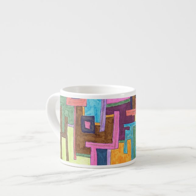 "Paths" Abstract Art Espresso Cup (Front Left)