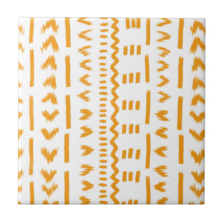 Paths Of Sun Mudcloth African Pattern In White Ceramic Tile