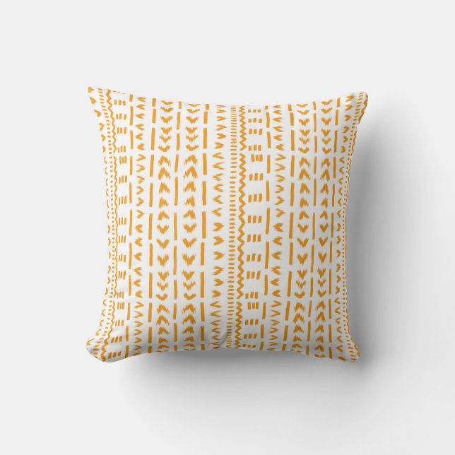 Paths Of Sun Mudcloth African Pattern In White Cushion (Front)