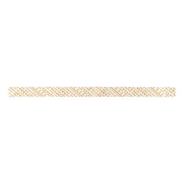 Paths Of Sun Mudcloth African Pattern In White Satin Ribbon (Front)