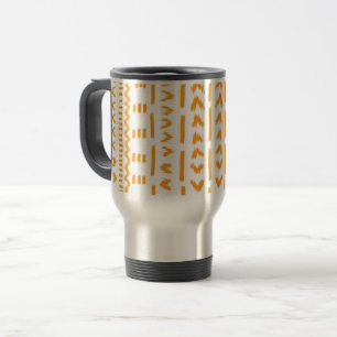 Paths Of Sun Mudcloth African Pattern In White Travel Mug