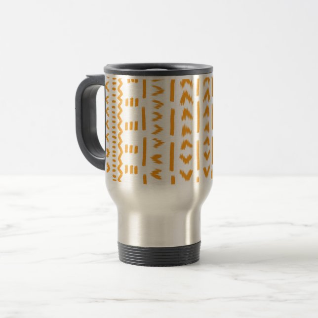 Paths Of Sun Mudcloth African Pattern In White Travel Mug (Front Left)