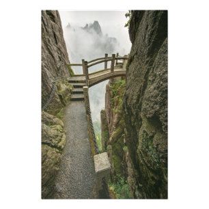 Pathway and small bridge, Yellow Mountain, Photo Print