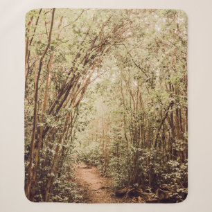 PATHWAY SURROUNDED WITH TALL AND GREEN TREES SHERPA BLANKET