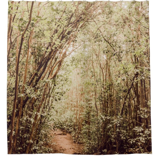 PATHWAY SURROUNDED WITH TALL AND GREEN TREES SHOWER CURTAIN (Front)