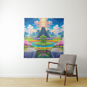 "Pathway Through Spring – Fantasy Floral Tapestry