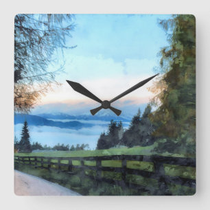 Pathway To Nature/Peaceful Scenery Square Wall Clock