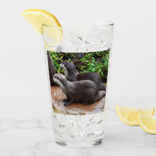 **"Patience by the Water: Two Little Grey Otters  Glass