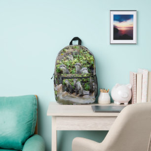 **"Patience by the Water: Two Little Grey Otters Printed Backpack