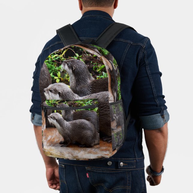 **"Patience by the Water: Two Little Grey Otters  Printed Backpack (Insitu (Model))