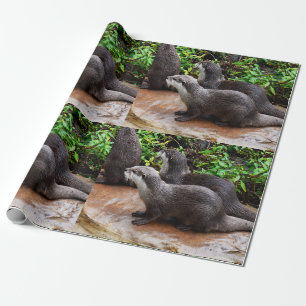 **"Patience by the Water: Two Little Grey Otters Wrapping Paper