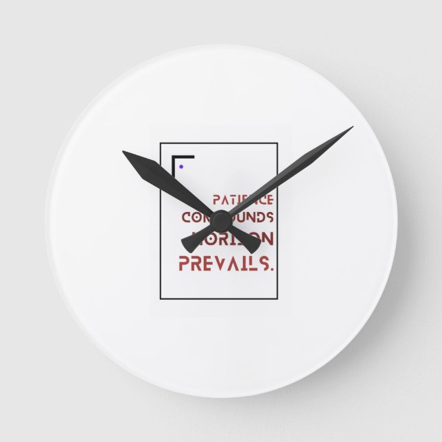 Patience Compounds Round Wall Clock for Investors (Front)