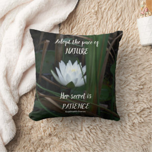 Patience Emerson Inspirational Quote Lotus  Cushion